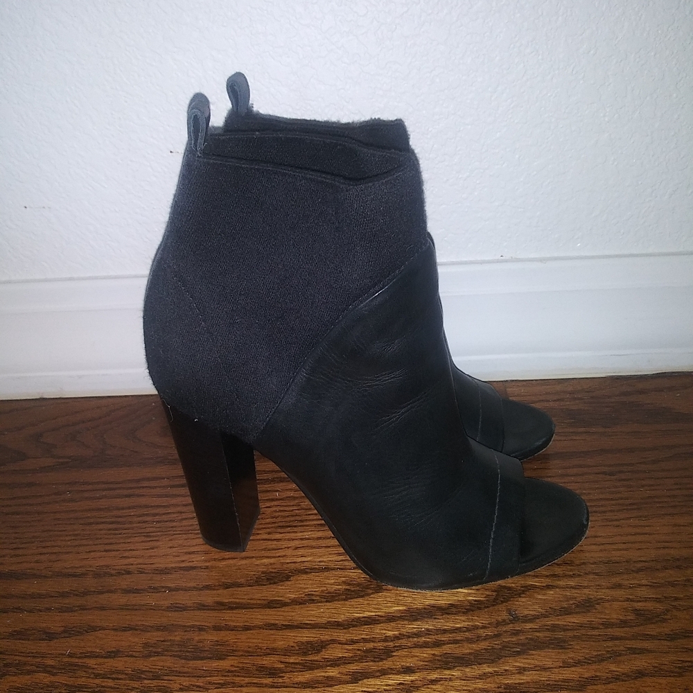 Vince. Black Two Tone Material Leather Booties